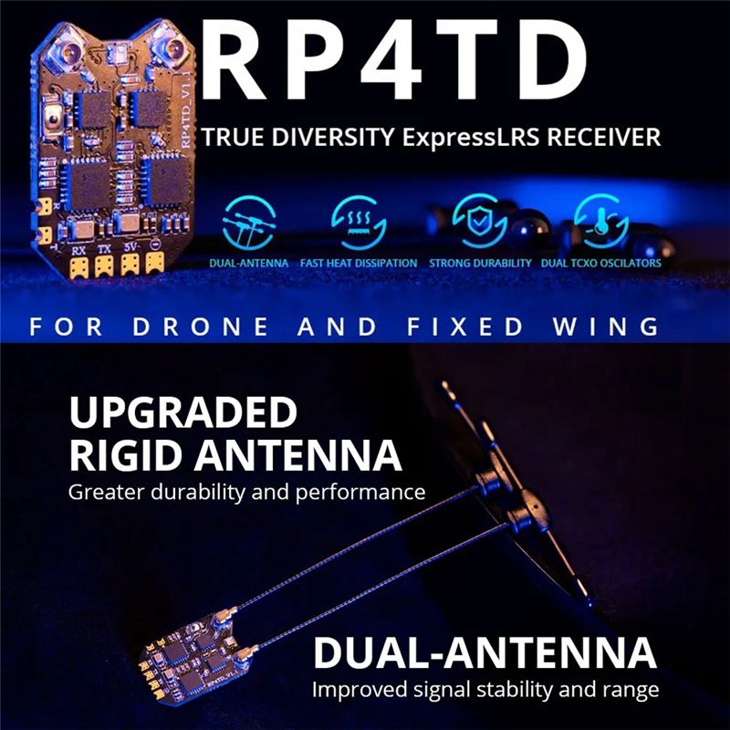 Drone Receiver - AS96-RP4TD Expresslrs 2.4Ghz Nano Receiver พร้อม